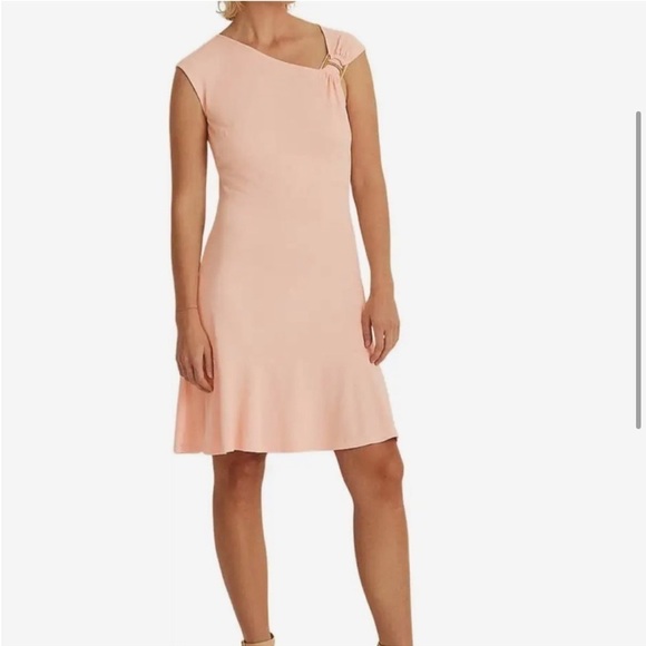 Lauren Ralph Lauren Asymmetrical Jersey Dress in Blush Pink - Picture 3 of 12